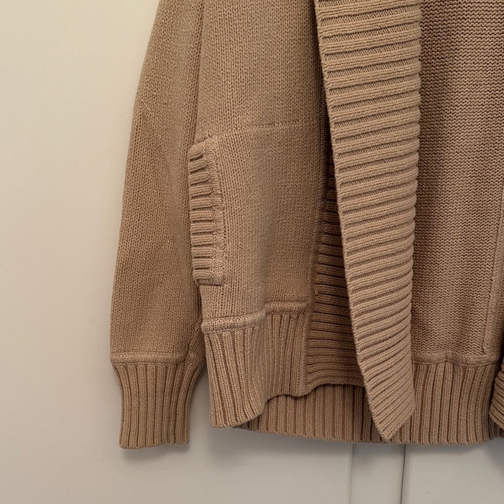 GUC J.Crew Beige Tan Cotton Blend Chunky Cardigan Sweater - Picture 2 of 5